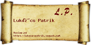 Lukács Patrik névjegykártya